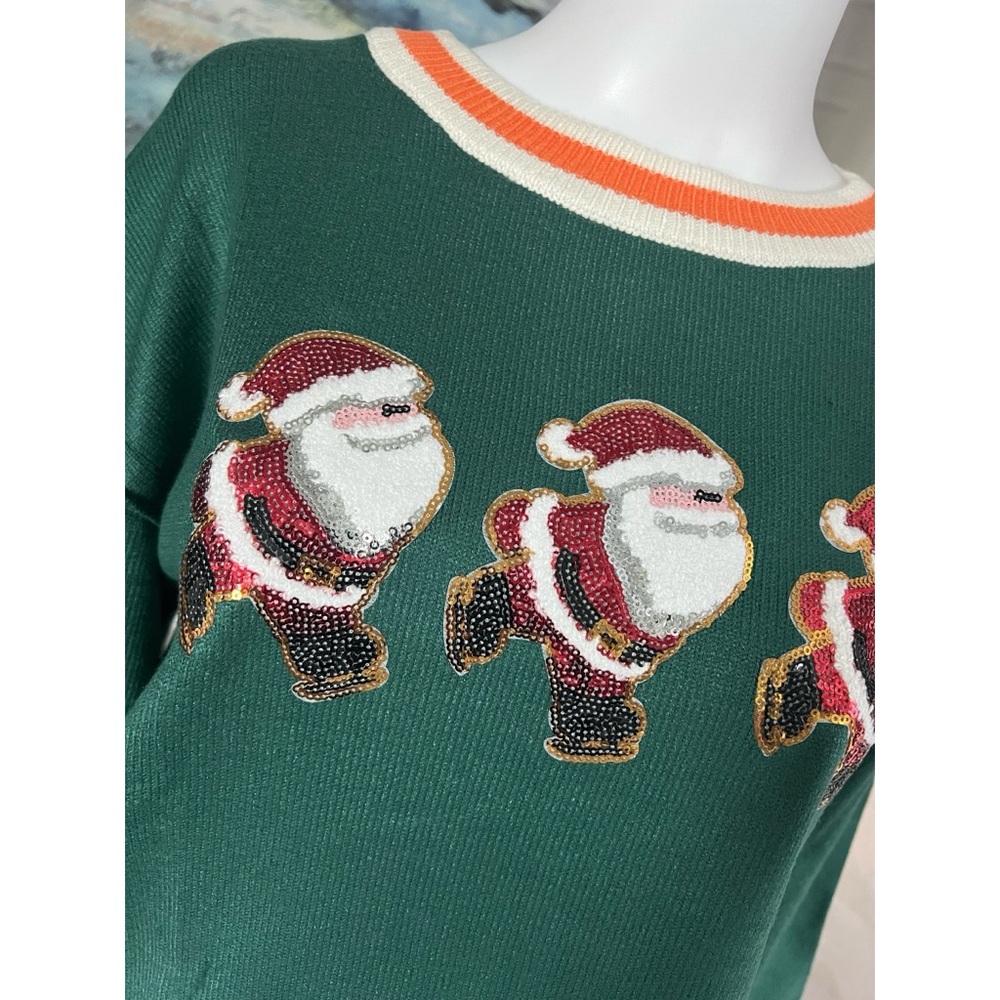 Santa crewneck high low sweater S M L XL - Picture 6 of 12